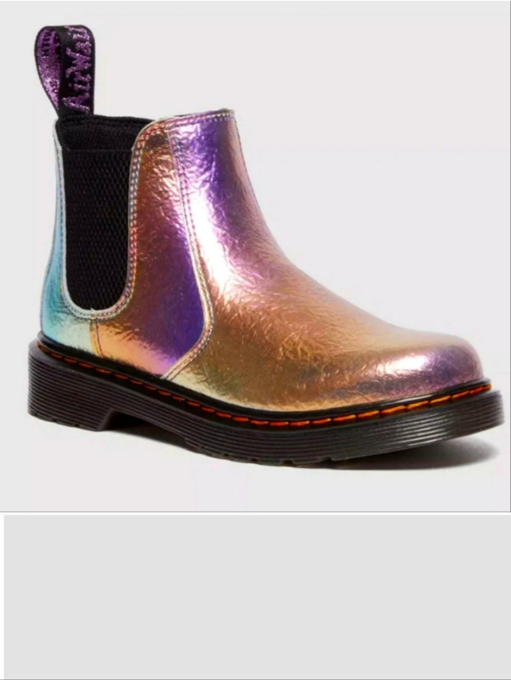 Dr Martens Boots Girls Rainbow Crinkle Unicorn Foiled Leather Kids Shoes Size 7 - Picture 2 of 7